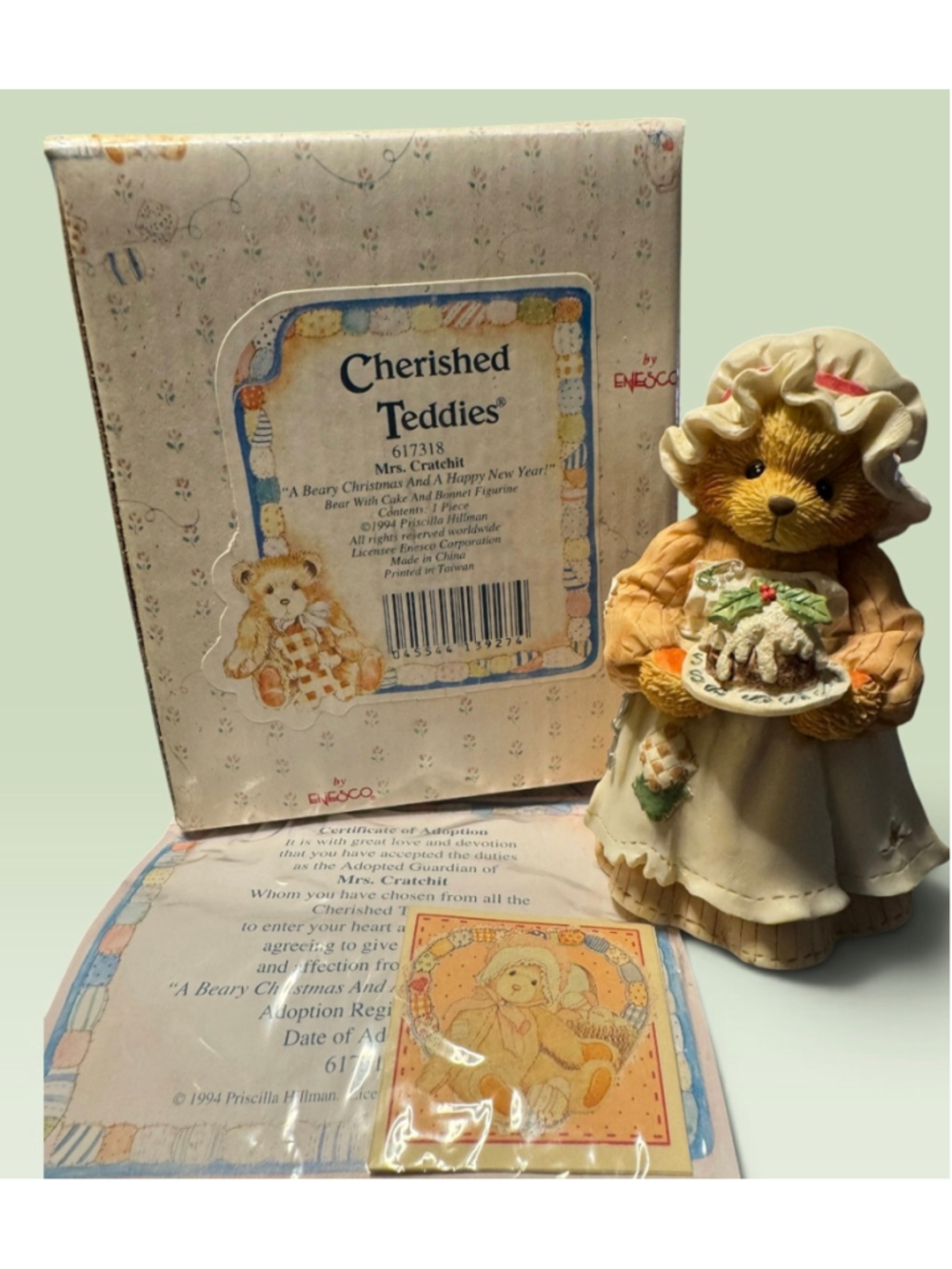 Cherished Teddies Mrs. Cratchit Bear with Cake and Bonnet Figurine #617318